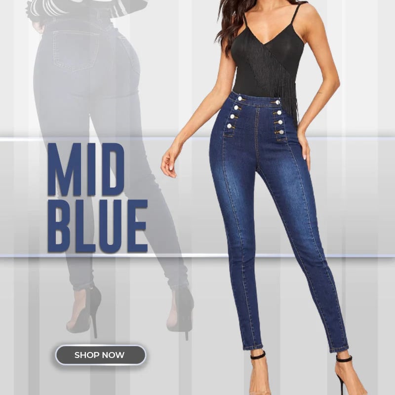 ð¥Double Breasted High Waist Skinny Jeans