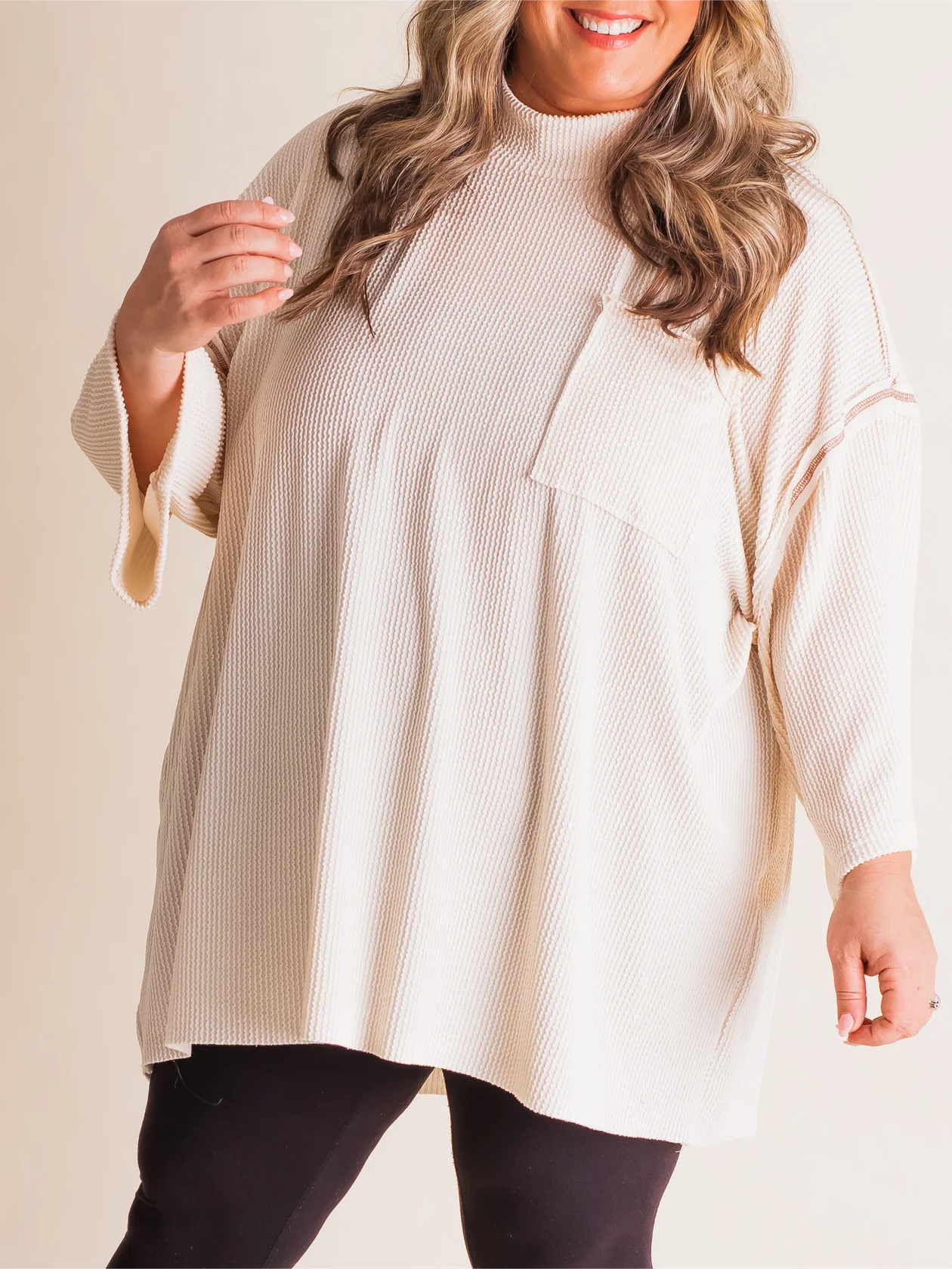 Oversize High Neck Urban Ribbed Tunic (Buy 2 Free Shipping)