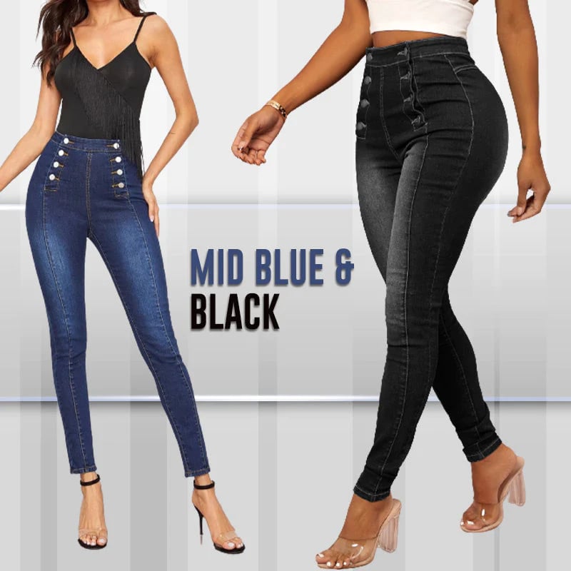 ð¥Double Breasted High Waist Skinny Jeans