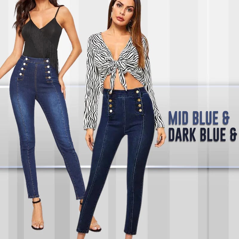 ð¥Double Breasted High Waist Skinny Jeans