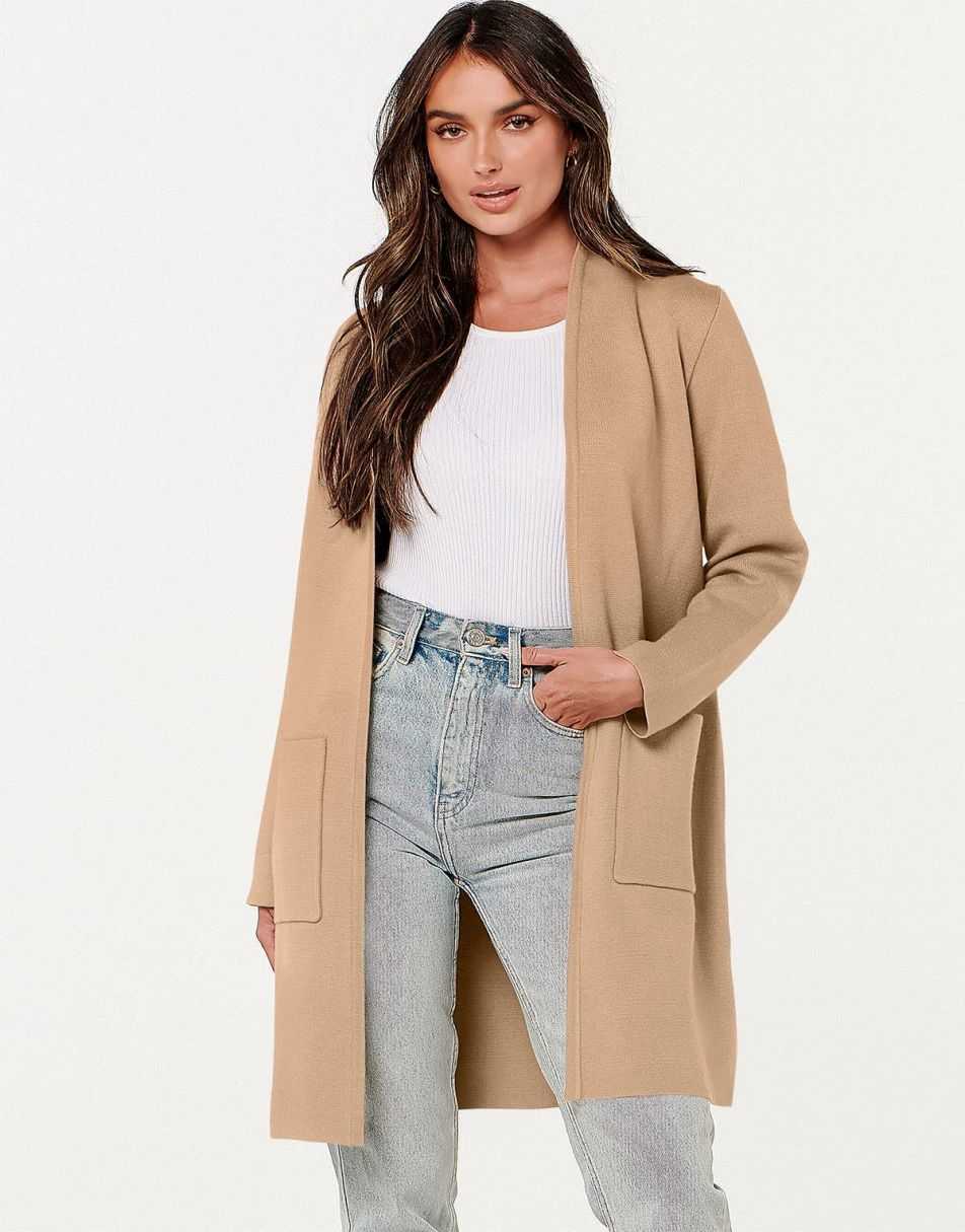 ANRABESS Cardigan Sweater for Women Casual 2023 Fall Winter Fashion Coat Long Sleeve Open Front Knit Coatigan Clothes