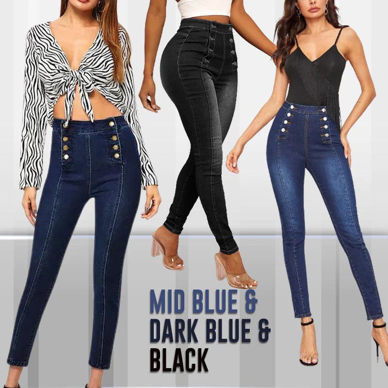 ð¥Double Breasted High Waist Skinny Jeans