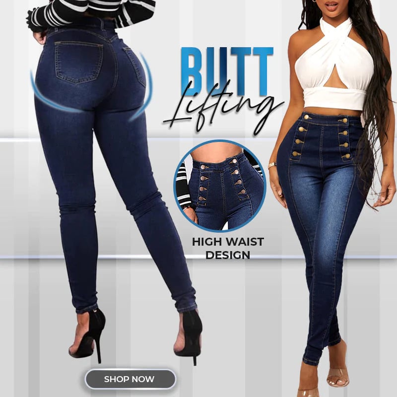 ð¥Double Breasted High Waist Skinny Jeans