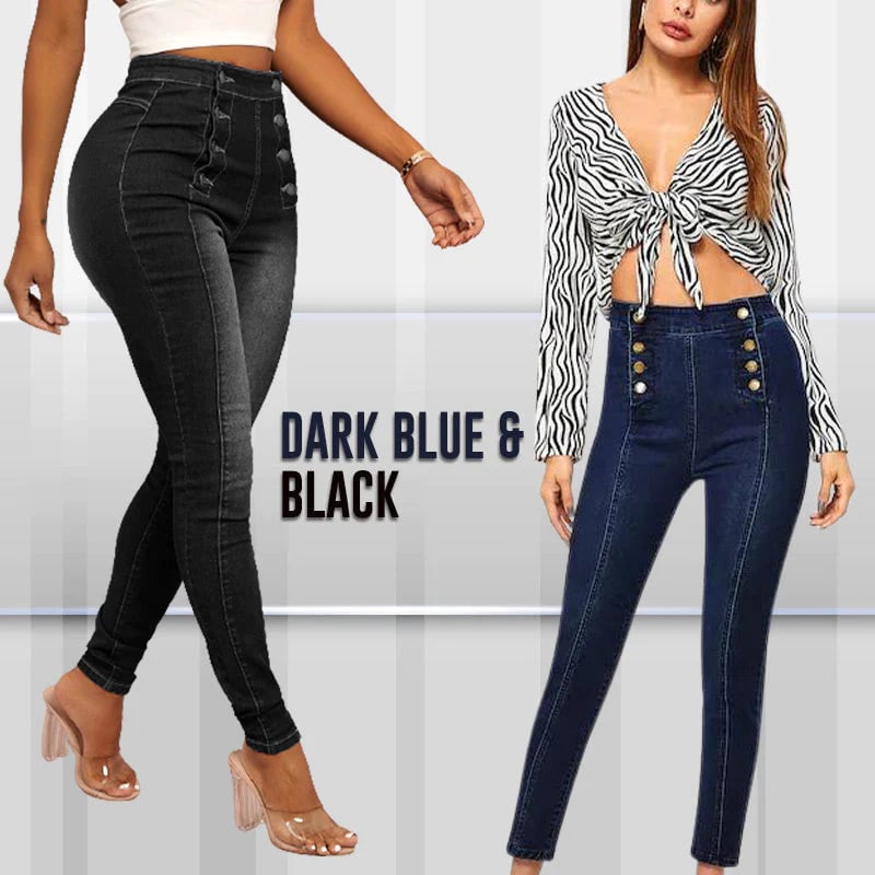 ð¥Double Breasted High Waist Skinny Jeans