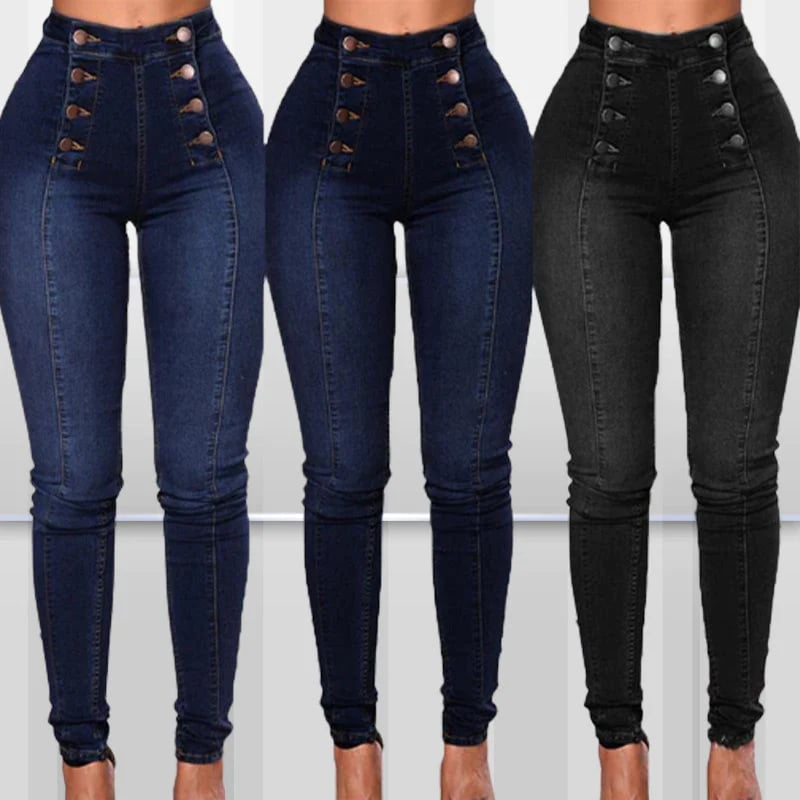 ð¥Double Breasted High Waist Skinny Jeans