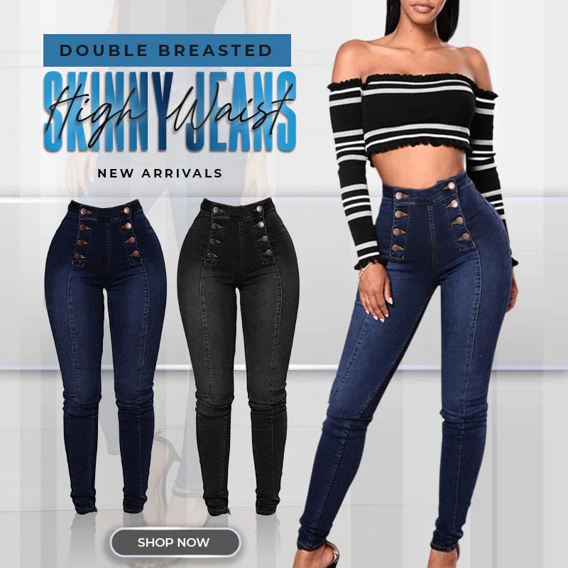 ð¥Double Breasted High Waist Skinny Jeans