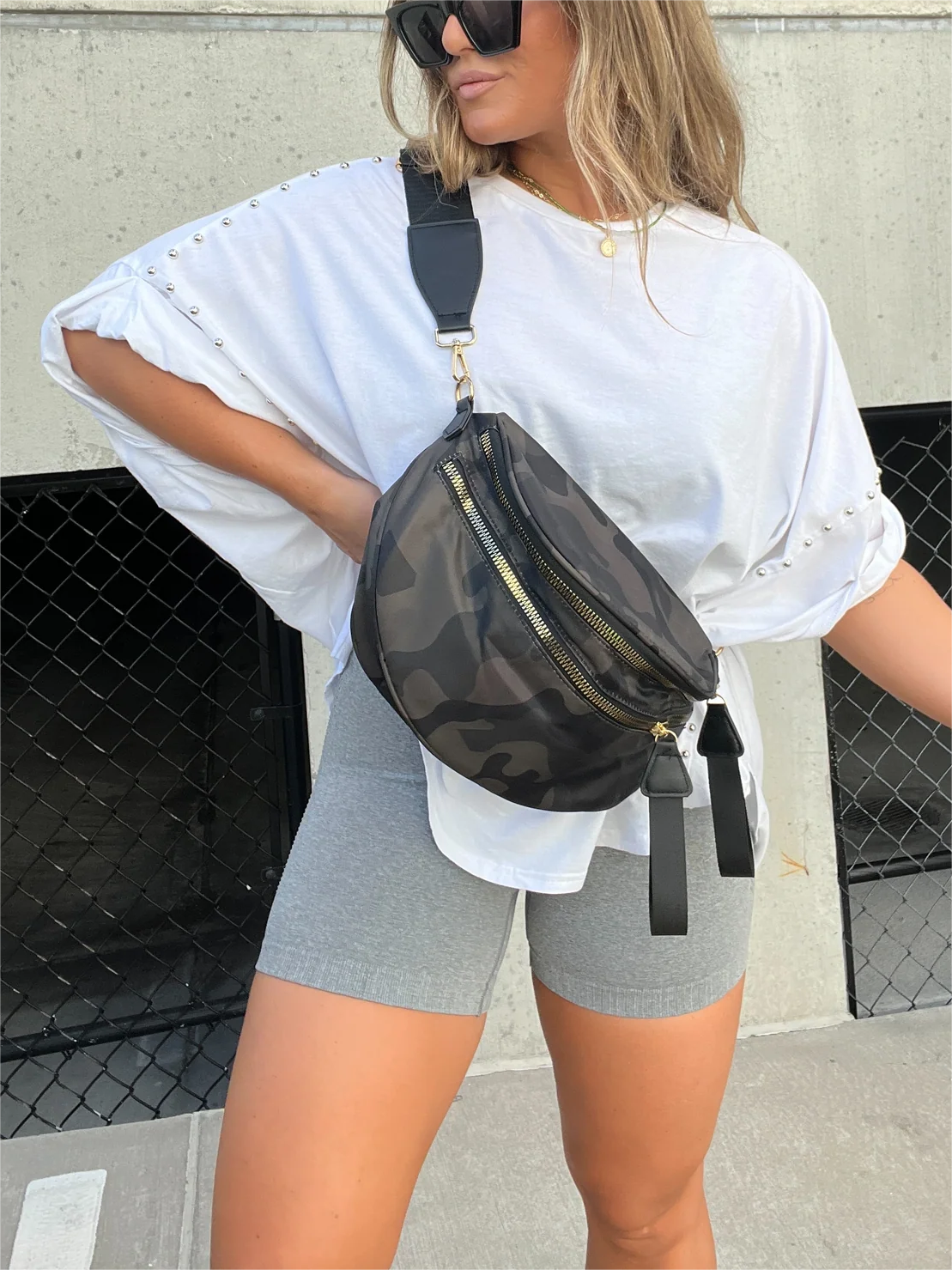 ð¥Washed Roll Sleeve Studded Oversized Short Sleeve Top  (Buy 2 Free Shipping)