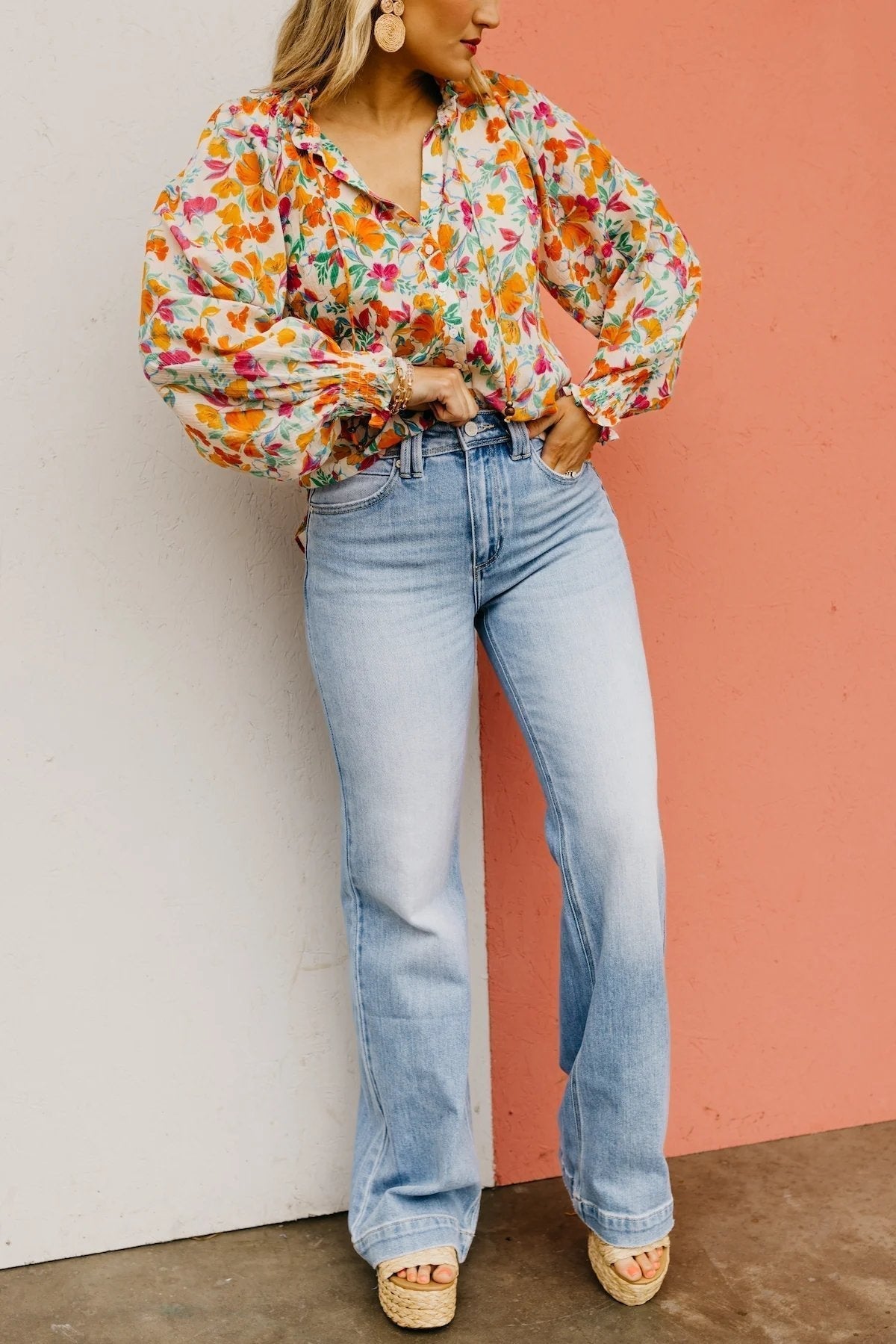 HALF PRICE💥High Rise Vintage Wash Tummy Control Top Straight Leg Jeans