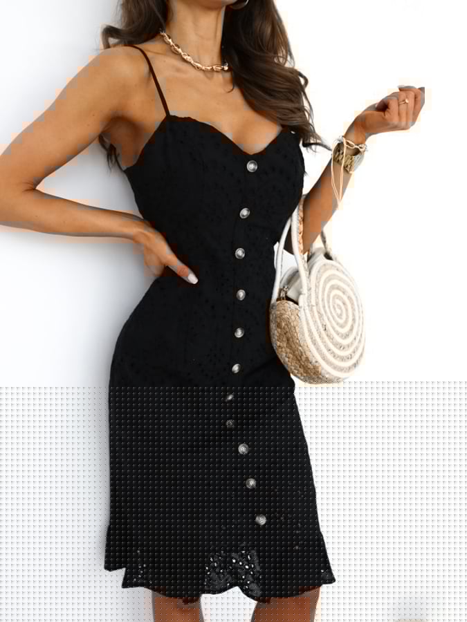 Strap Button Beach Lace Dress